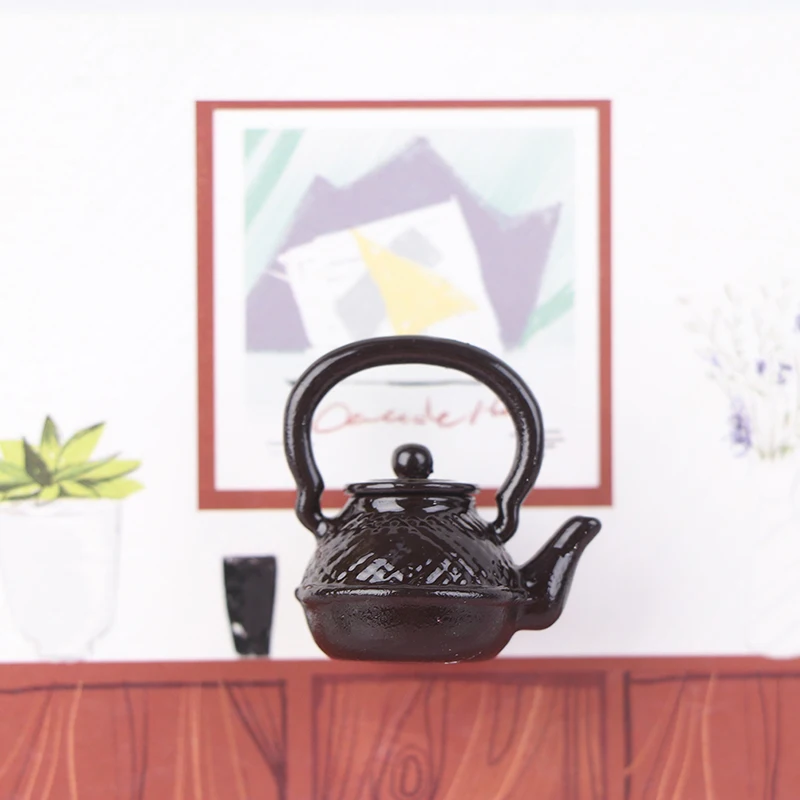 

1/12 Миниатюрные аксессуары для кукольного домика, имитация чайника, чайник, кухонная модель, мебель, игрушки для украшения кукольного домика