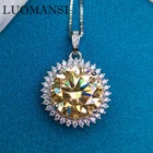 Luomansi роскошное 5CT 11 мм жёлтое ожерелье с муассанитом кольцо Пройденное алмазное испытание высокие ювелирные изделия для свадьбы юбилевечерние НКИ
