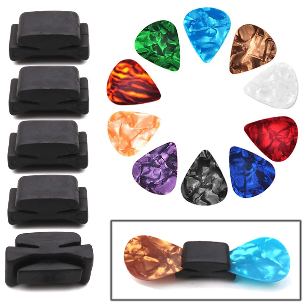 

Set of Guitar Silicone Pick Holder Plectrums Parts for Musical Lovers Gifts