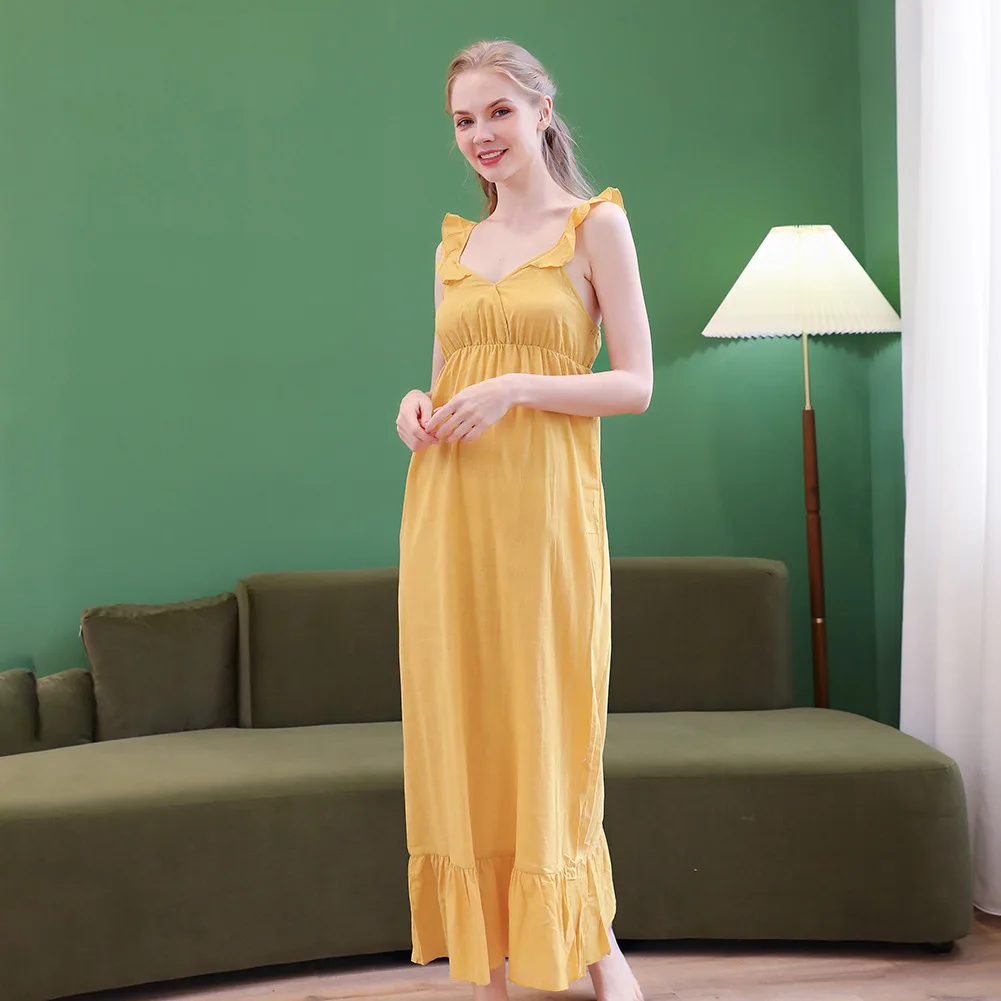 Ночная рубашка женская на бретелях 100% хлопок пикантная ночная принцессы в стиле