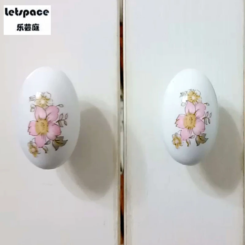 Модная овальная керамическая ручка для шкафа обуви с принтом в деревенском стиле