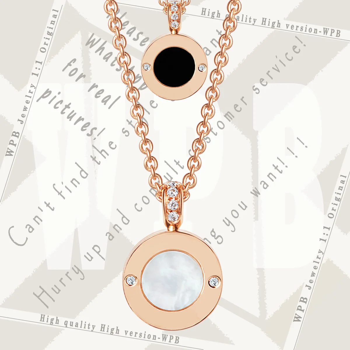

WPB ожерелья высокого качества 1:1 оригинальный Римский классический логотип круглый двусторонний кулон ожерелья для женщин пары