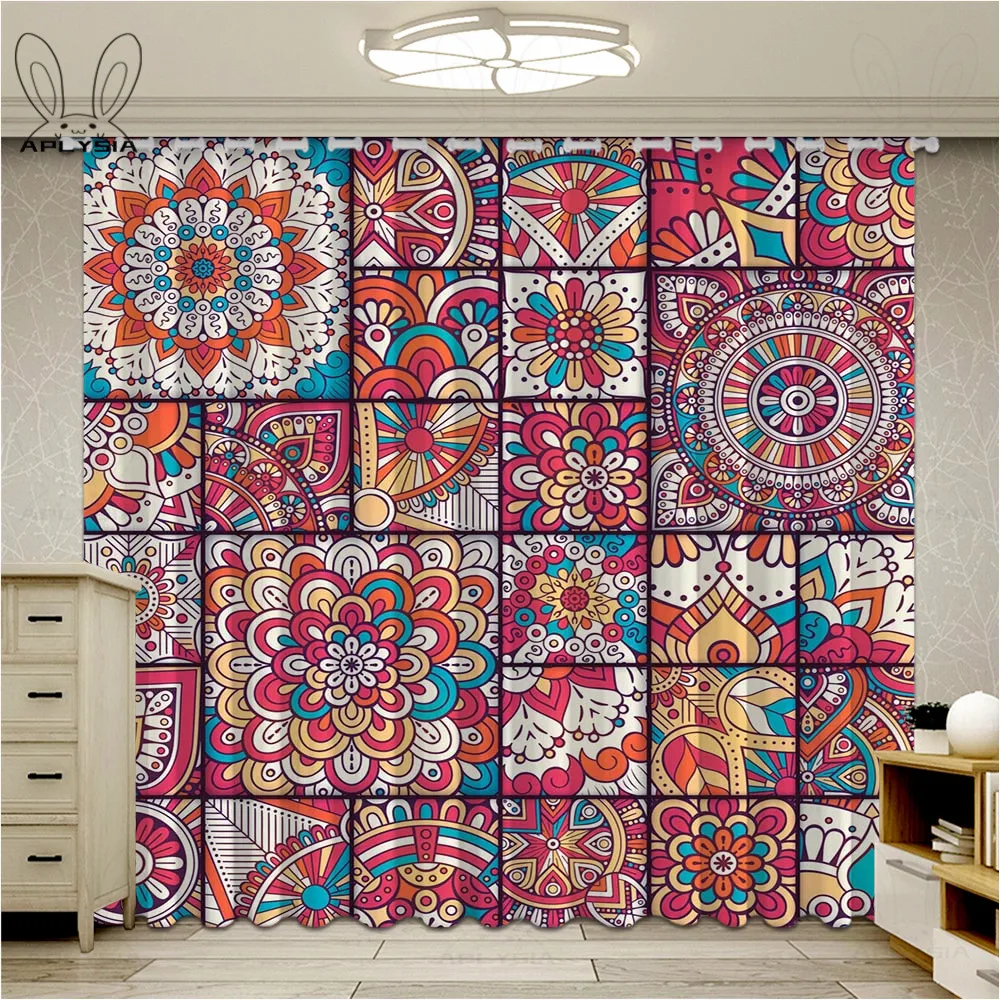 Красочные шторы в стиле ислама для окон с винтажным рисунком зеркальные