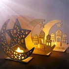 1 шт. светодиодный светильник Рамадан, деревянная доска для праздников, мусульманская мечеть, луна, ислам, украшение Мубарак