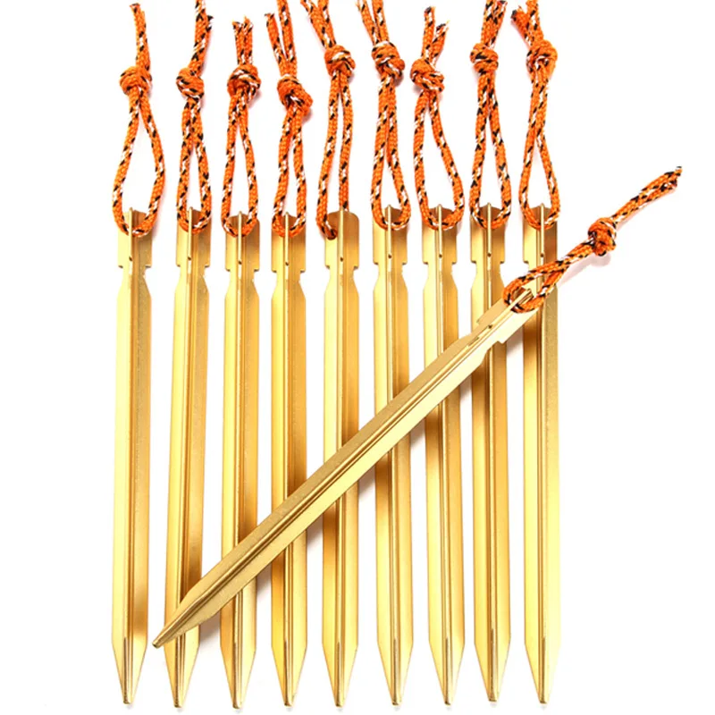 Jungle King 8 Pcs Aluminument Tent Pegs Nail with Rope Camping Hiking Equipment Outdoor Traveling Tent Accessories 18CM