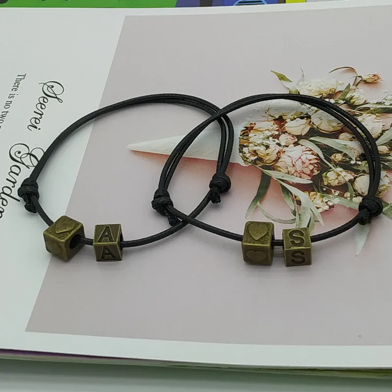 Браслеты с буквами для женщин и мужчин в стиле ретро бронзовые браслеты 26