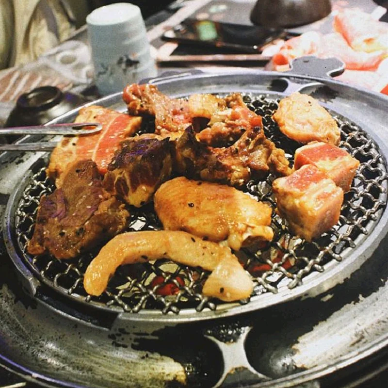 Круглый Нержавеющая сталь сетка для барбекю Корейский антипригарное покрытие