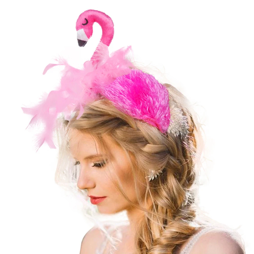 Женские милые девушки повязка с Фламинго ручной работы бархатные повязка на голову в виде животного вечерние аксессуары для волос для Хэлл...