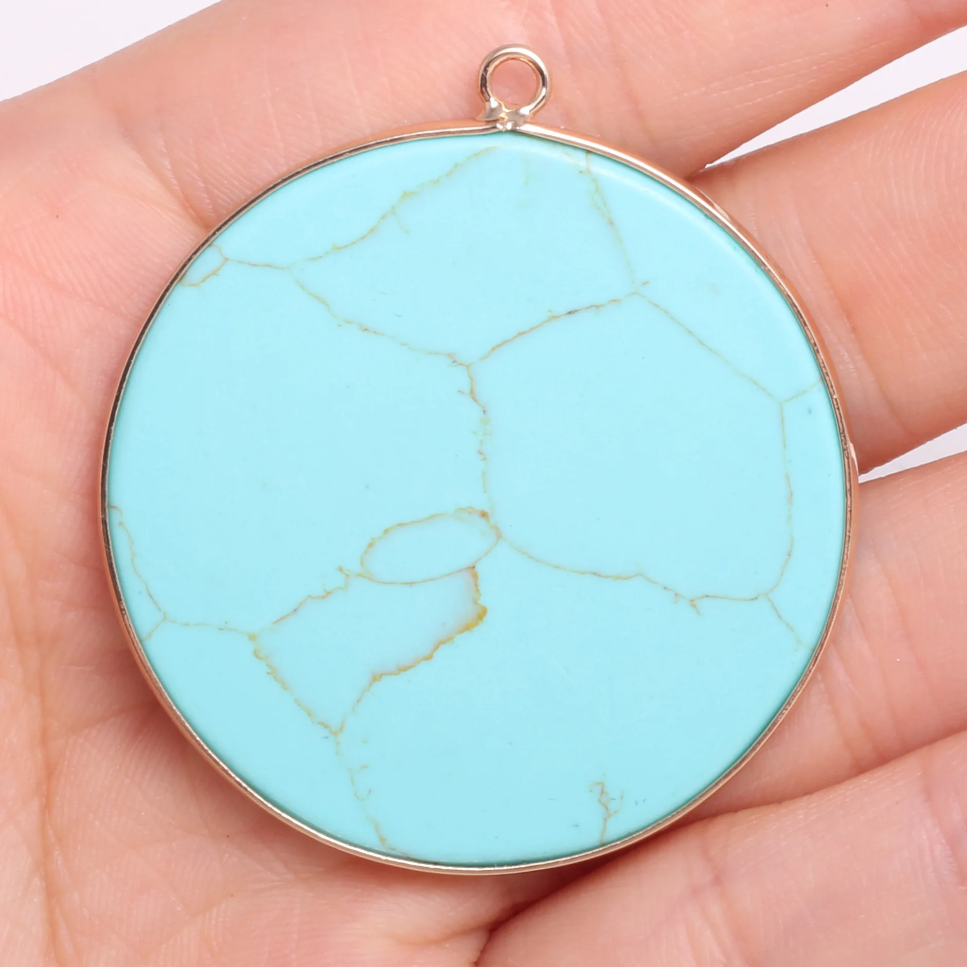 

Natural Stone Pendants Gig Round Crystal Agates Turquoises Stone Pendant Charms for Jewelry Making Necklace Bracelet Gift