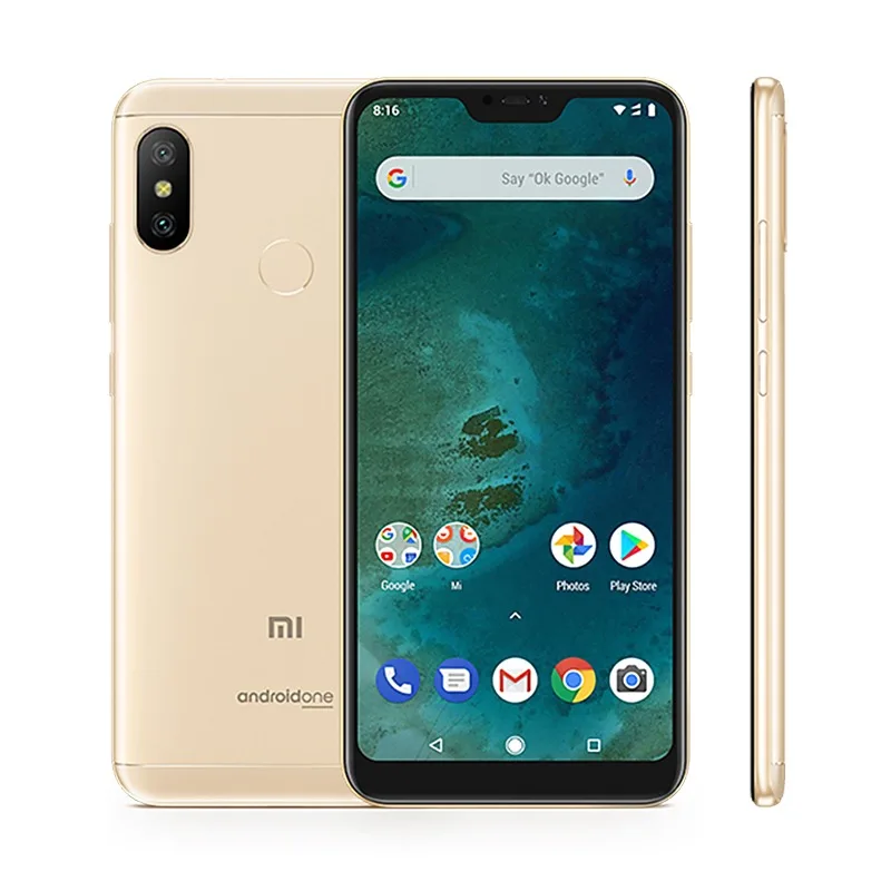 Gold Глобальная версия Xiaomi Mi A2 Lite 4 Гб 64 Гб 5,8" 19:9 экран 4000 мАч Восьмиядерный процессор Snapdragon 625 12 Мп+ 5 Мп Android One мобильный телефон - Цвет: Gold