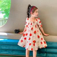 children dresses toddler puff sleeve strawberry cotton princess baby girl dress kids clothes girls summer dress girls clothes