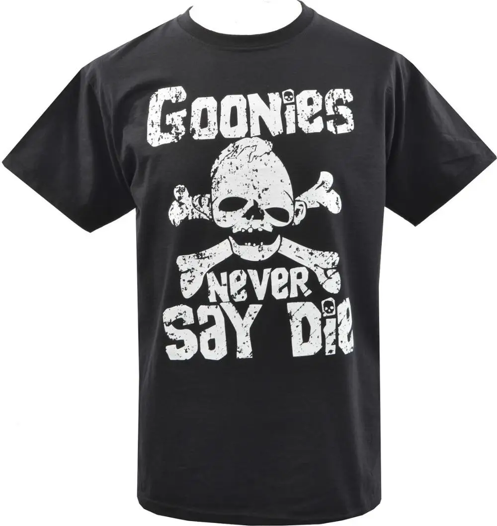 

Mens Black T-Shirt Goonies Never Say Die 80 S American Adventure Cult Film S 3Xl Short Sleeves Cotton T-Shirt