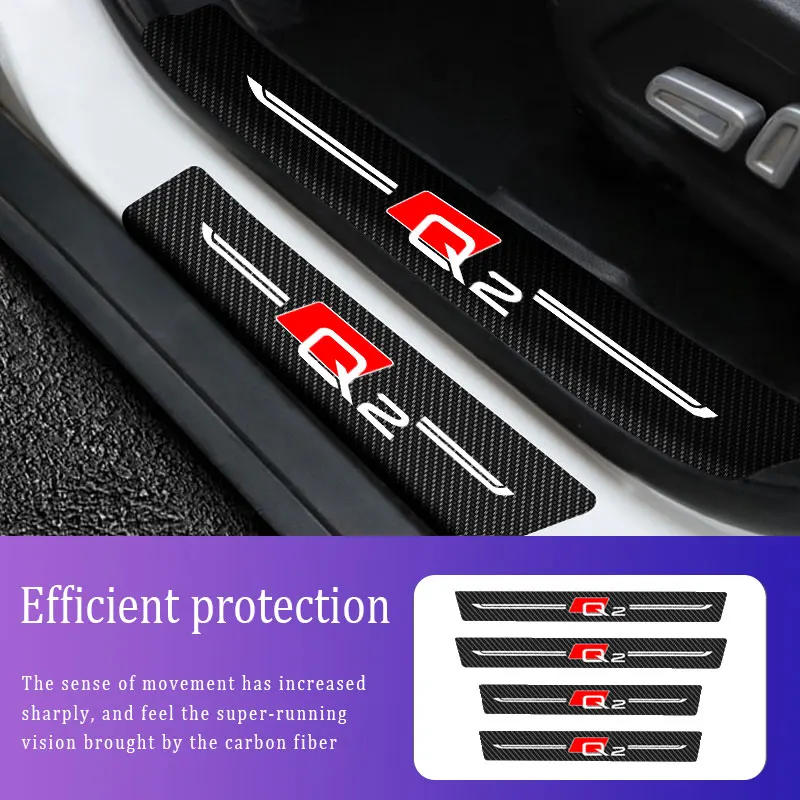 

Car Door Threshold Scuff Plate Carbon Fiber Sill Protector Stickers For Audi Q2 2002-2010 2012-2020 2021 Anti Scratch Stickers