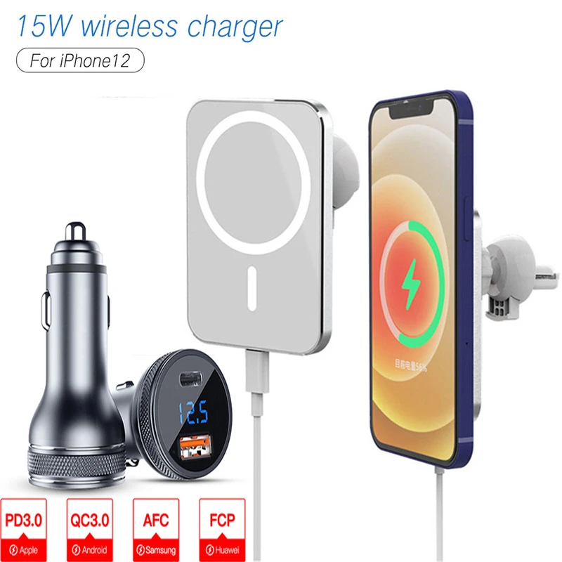 15 Вт магнитное автомобильное беспроводное зарядное устройство Qi быстрая зарядка