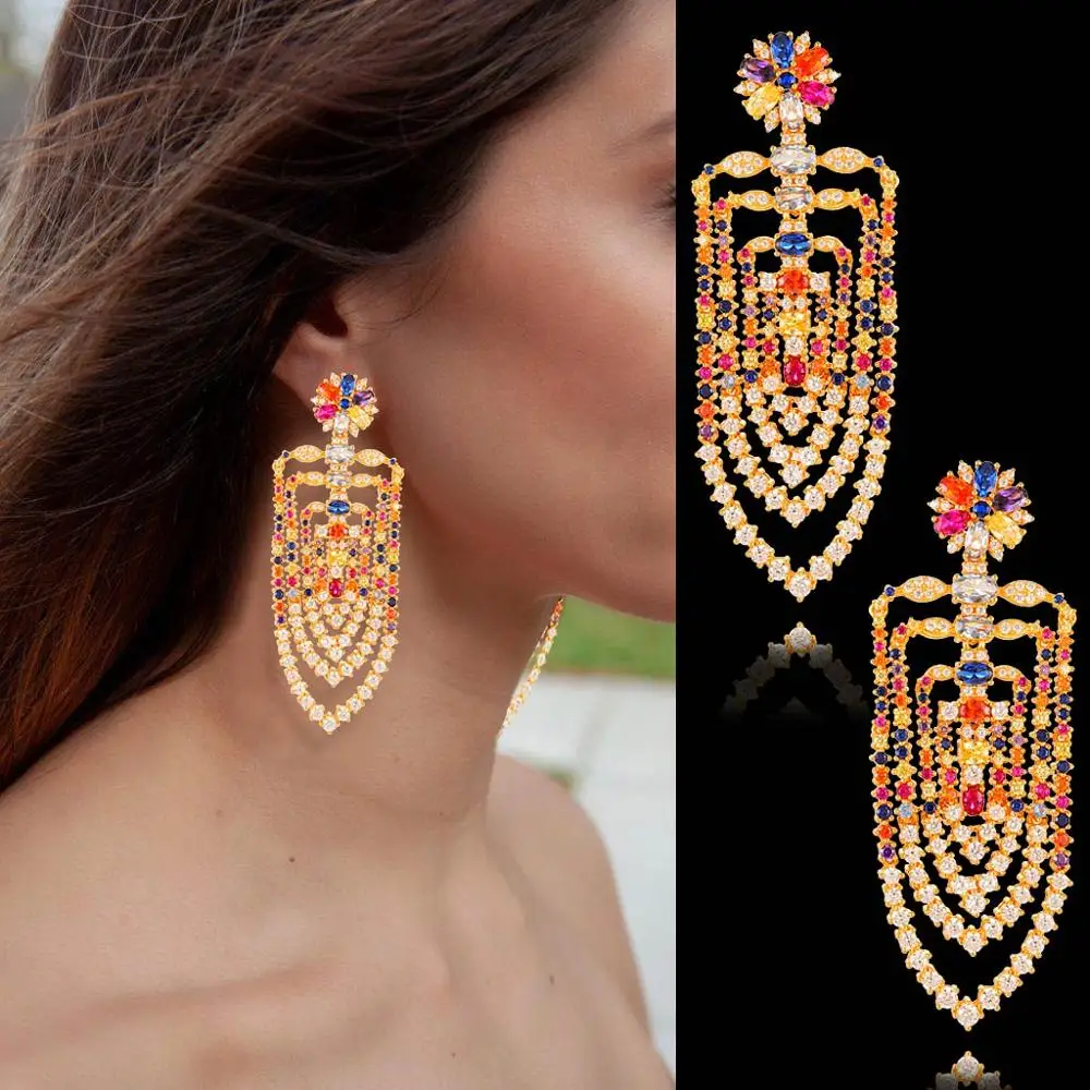 GODKI 75 мм макси размер Подвески Роскошные звенья цепи кисточкой Висячие серьги для