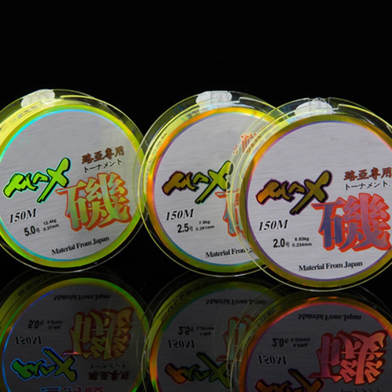 Флуоресцентная желтая нейлоновая рыболовная леска 150 м полуплавающая