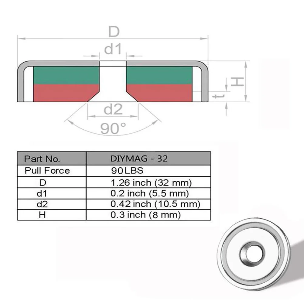 

8PCS Round Magnet Neodymium Round Base Magnet Magnetic Hanging Hook Screw Strong Wall Mount Magnet Hook Cup Magnets