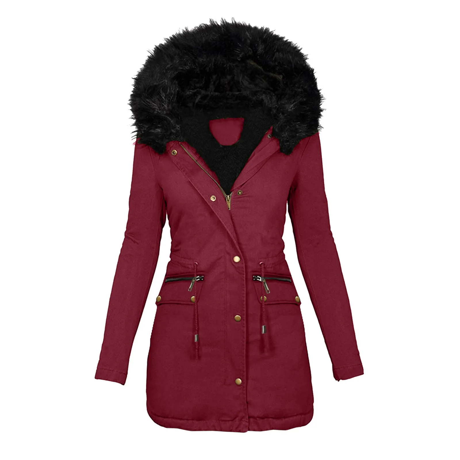 

Autumn Winter Warm Jackets Women Coat Jacket Slim Outwear Fur Lined Trench Winter Hooded Thick Comfortable Overcoat Veste Femme