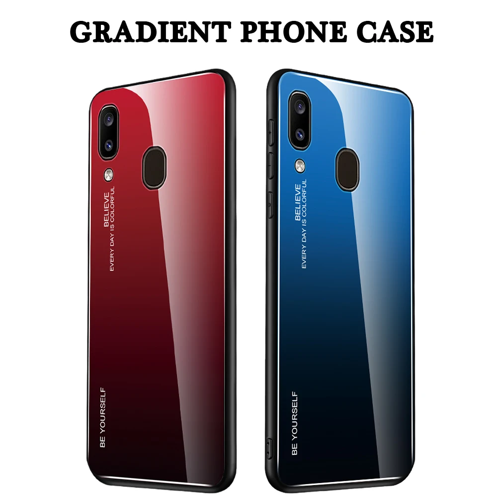 Чехол из закаленного стекла с градиентом для Samsung Galaxy A10 A20 A30 A40 A50 A70 M30 M20 M10 A60 A20E A10S