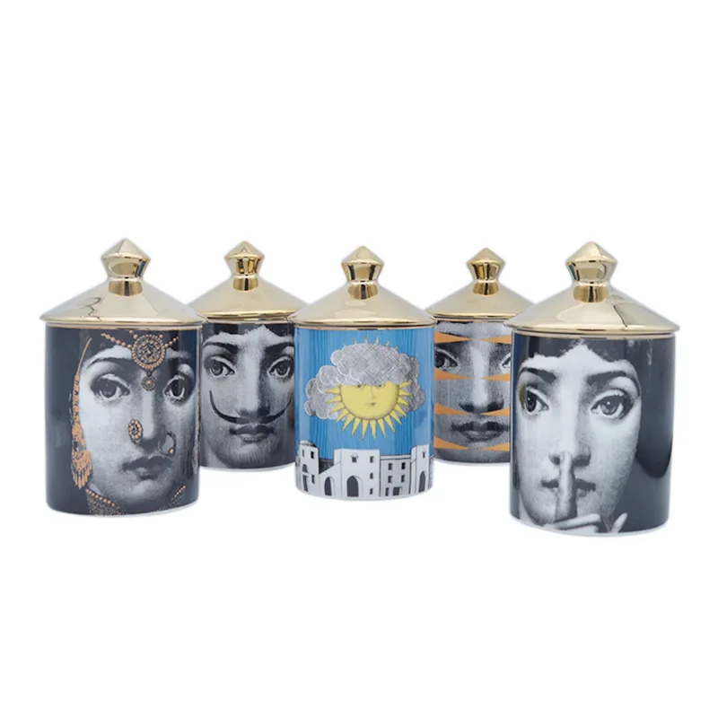 

Retro face Candlestick perfume storage tank, ceramic caft home furnishing decoration, cotton swab storage