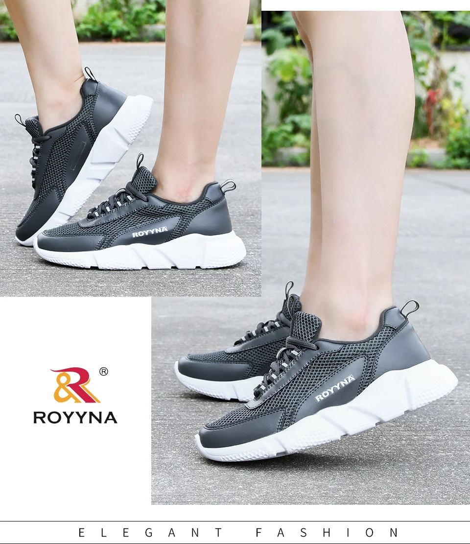 ROYYNA/Новинка года; дизайнерская популярная повседневная женская обувь; женские дышащие кроссовки из сетки на шнуровке; zapatillas mujer; Уличная обувь