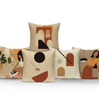 Скандинавская абстрактная Женская Подушка с принтом растений, подушки для гостиной, подушки, Декор, домашнее кресло для дивана, Автомобильная подушка, Чехол 45x45