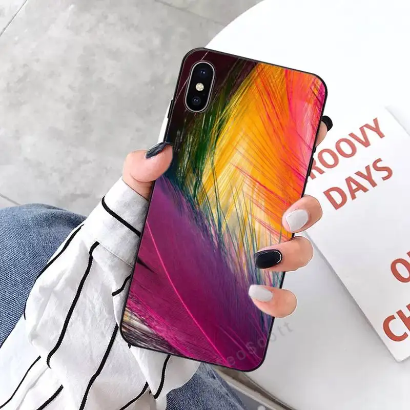 

Colorful Feathers Phone Case for iPhone 11 12 mini pro XS MAX 8 7 6 6S Plus X 5S SE 2020 XR