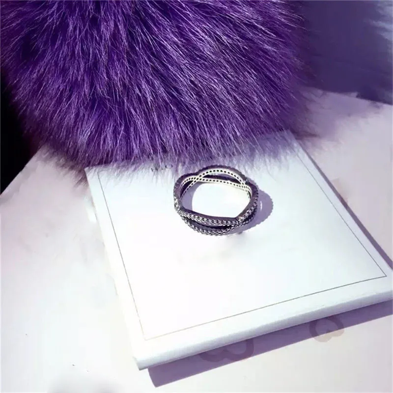 925 пробы серебряные кольца для женщин пересечения путей прозрачный CZ Кольцо в