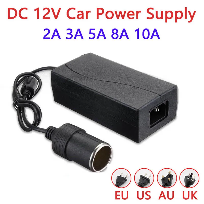 

Universal EU US Plug Power Adapter Charger AC 220V to 12V 2A 3A 5A 6A 8A 10A Power adaptador 12V 2A Car Socket Cigarette lighter