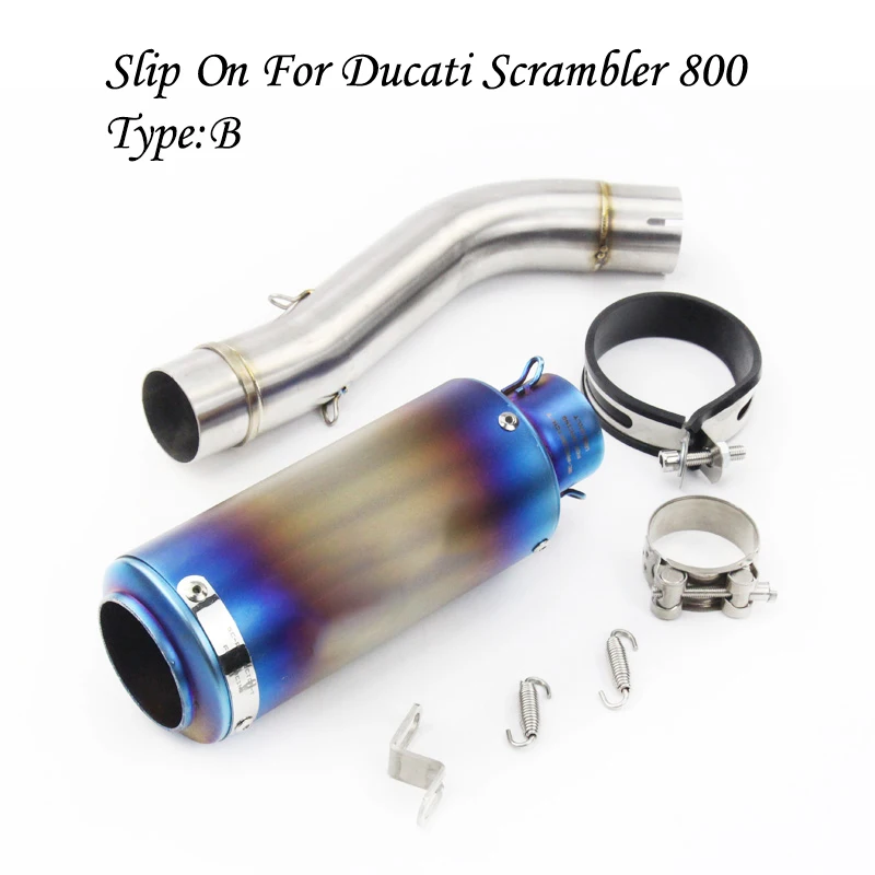 51mm Silencer Stainless Steel System Modified Motorcycle Exhaust Muffler Pipe Front Section Link For Ducati Scrambler 800 | Автомобили и