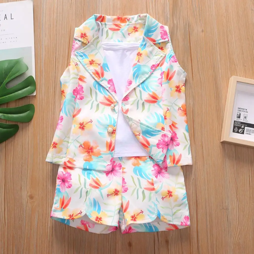 Летние комплекты одежды в европейском и американском стиле жилет с цветами +