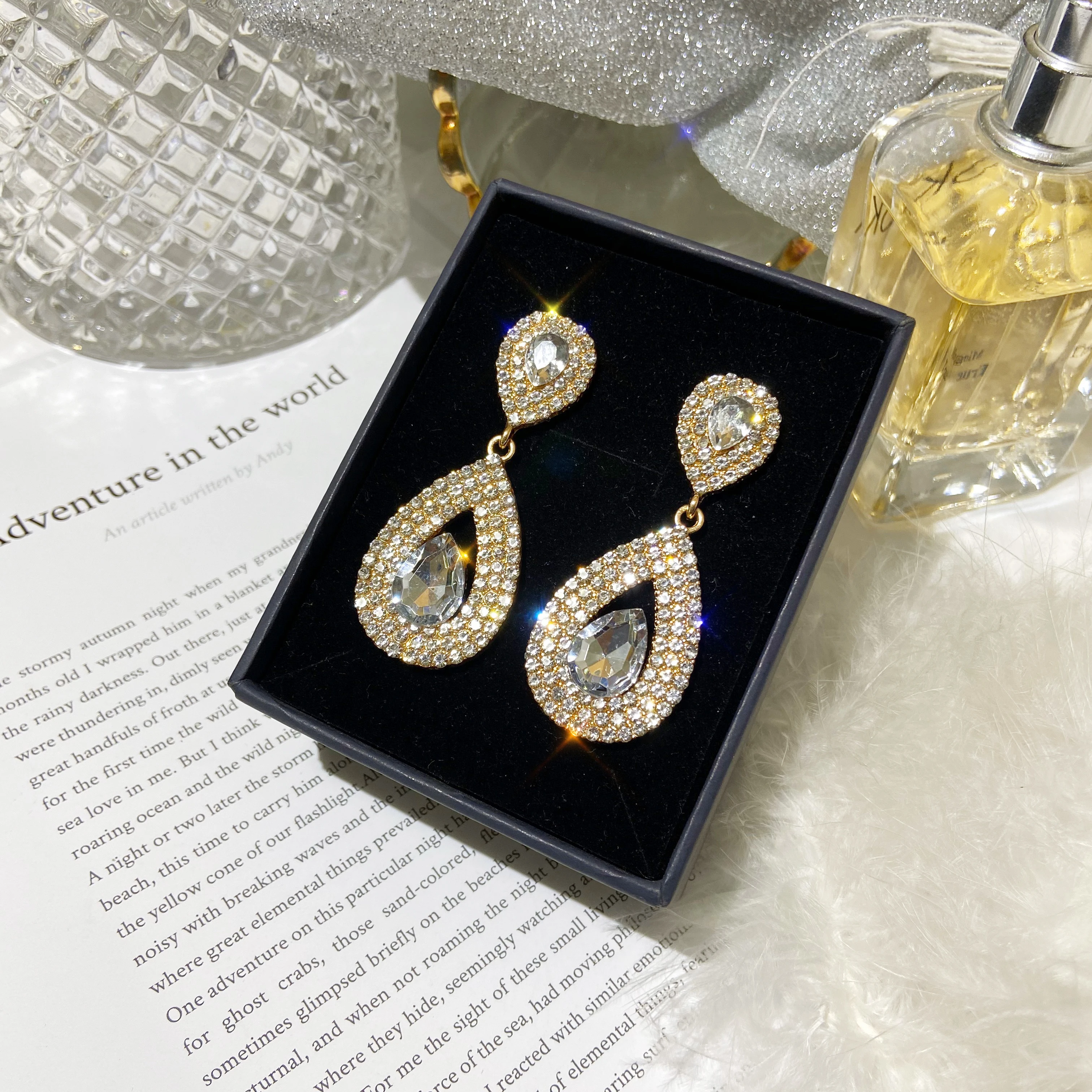 Женские свадебные серьги элегантные с кристаллами модные ювелирные