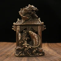 6tibet temple collection old bronze carp leaping dragon gate become a rich family gather wealth office ornaments town house