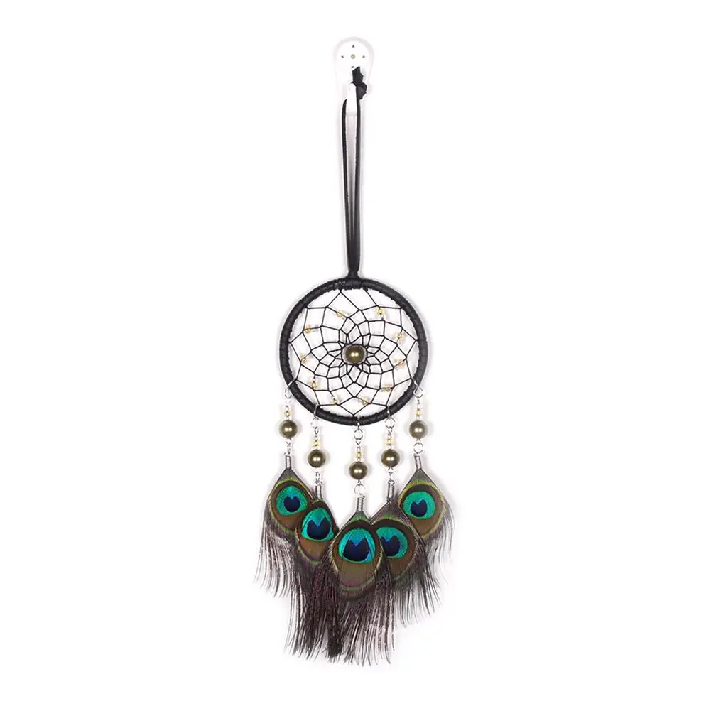 

Peacock Feathers Handmade Dream Catcher Wind Chimes Home Hanging Craft Gift Dreamcatcher Ornament Car Hanging Decoration