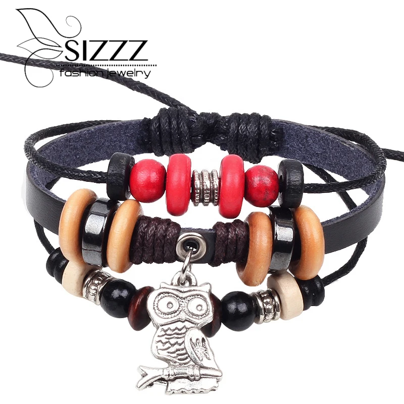 Новый Ретро Регулируемый Многослойный кожаный браслет ручной работы плетеный с