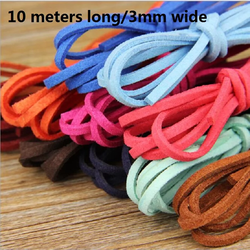 

3mm wide/10m long flat belt double-sided fleece belt suede rope jewelry wire diy making bracelet clavicle chain accessories