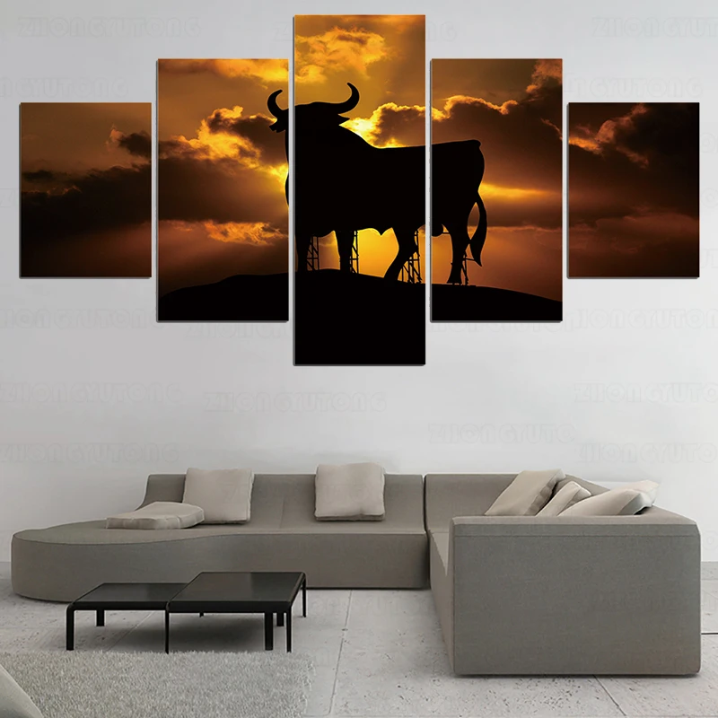 Холст настенная живопись Техасский Лонгхорн крупный рогатого скота