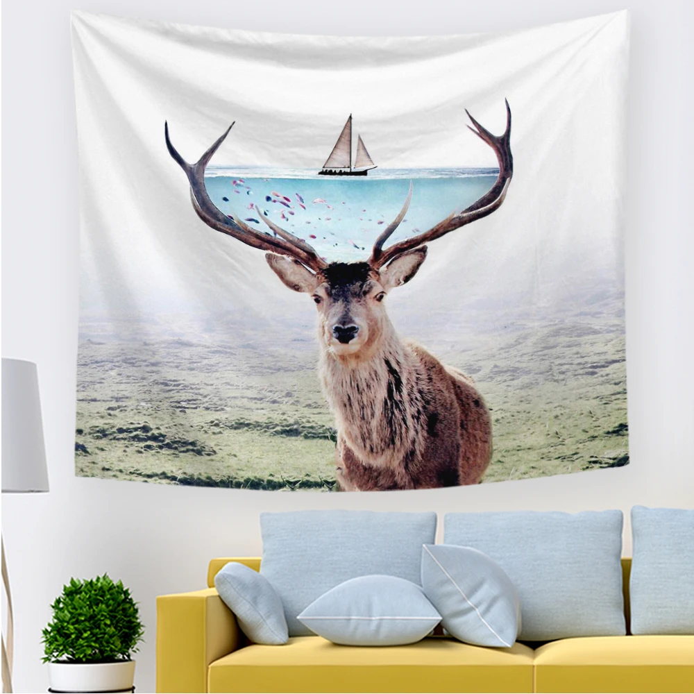 

Creative Elephant Tapestry 90x59 Inch Animal Farmhouse Wildlife Sika Deer Tapestry Wall Hanging Bedroom Living Room Dorm Decor