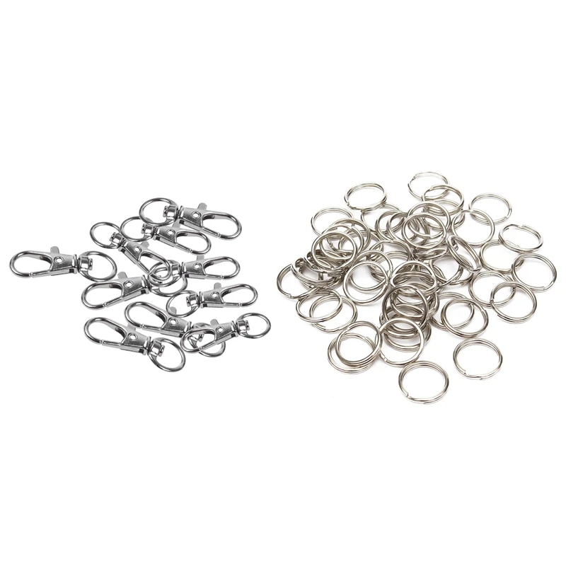 

10 шт. металлические застежки поворотные триггерные зажимы крючки и 50 шт. раздельные Брелоки для ключей