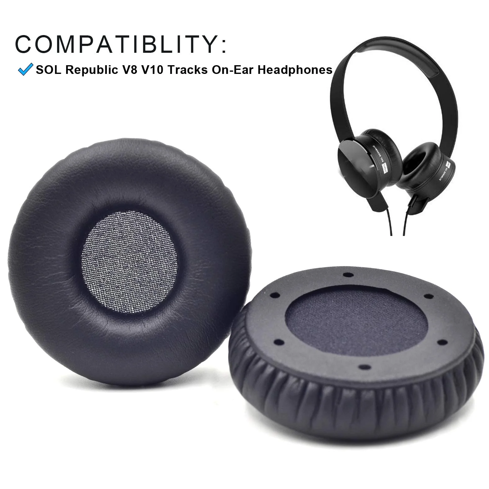

1Pair Replacement Ear Pads Earpads Headband for Sol Republic Tracks HD V10 V8 Headsets Headphones