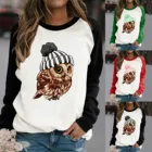 Женская блузка контрастных цветов с принтом совы, тыквы, кролика, Свитера с длинными рукавами, зимняя одежда, женские пуловеры