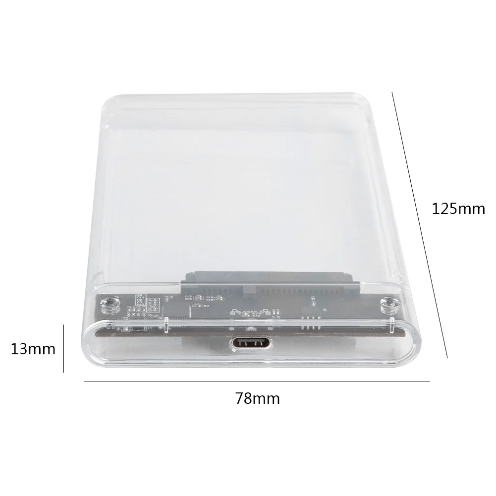VKTECH Transparent 2.5'' HDD Case USB 3.1 Type-C to SATA Adapter External Hard Drive Enclosure Mobile Box SSD Hardisk | Компьютеры
