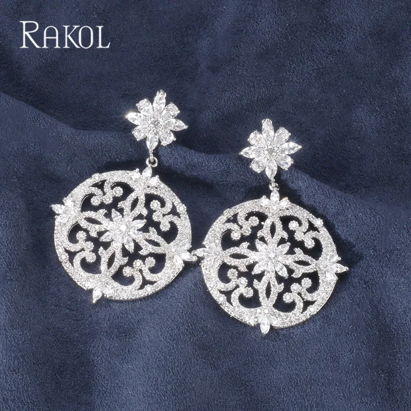 RAKOL новейший роскошный Искрящийся Блестящий кубический циркон большое круглое