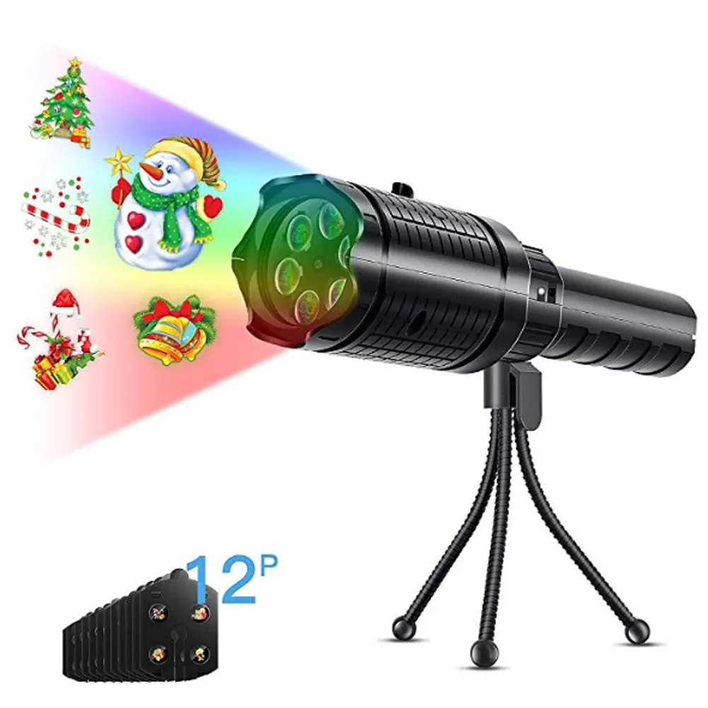 Proyector de luz Led para Navidad, dispositivo de proyecci&oacute;n l&aacute;ser impermeable para exteriores, decoraci&oacute;n hologr&aacute;fica para fiesta en casa, 12 patrones-1