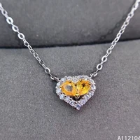 kjjeaxcmy fine jewelry 925 silver inlaid natural yellow sapphire women elegant fresh ol style gem necklace pendant support detec