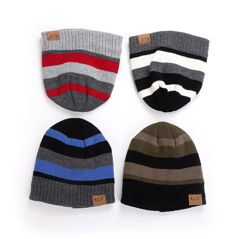 Зима Осень вязанные шапки бини для женщин и мужчин 2019 винтажные полосатые