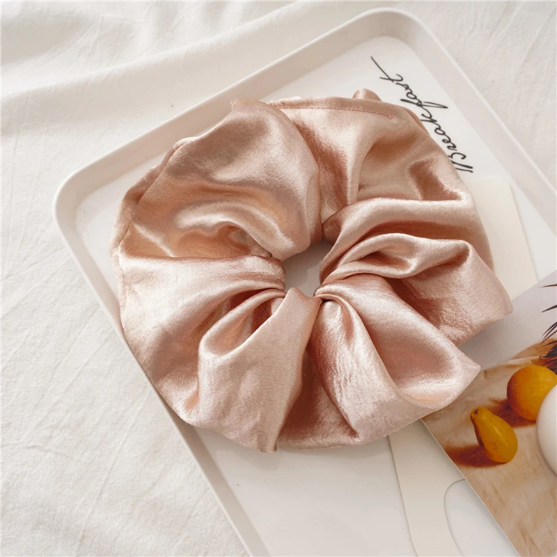 

Blue Series Glitter Oversized Satin Scrunchies Glossy Ponytail Holder Hair Accessories For Women Hair Rope Hair Ring Korea