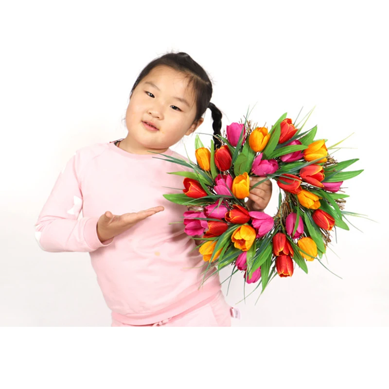 В форме тюльпана от Венок Дверь венок искусственный цветок цветочный веточка