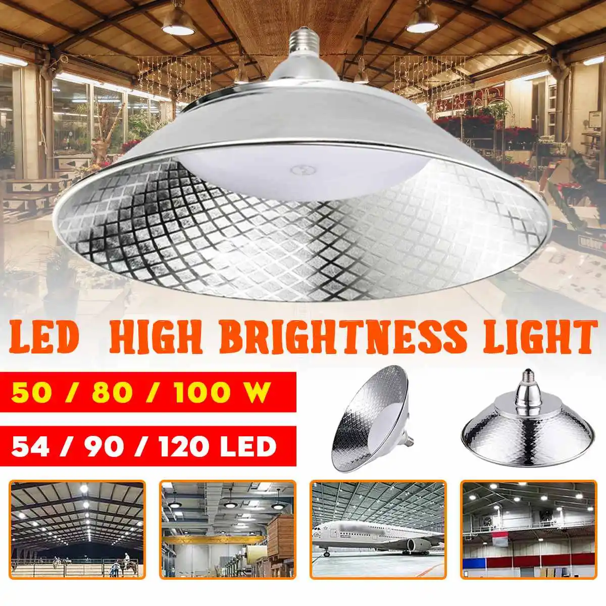 

Led Garage Light 100W 80W 50W 220V High Bay UFO Lamp Waterproof For Factory Gym Supermarket Street Light Warehouse Lighting