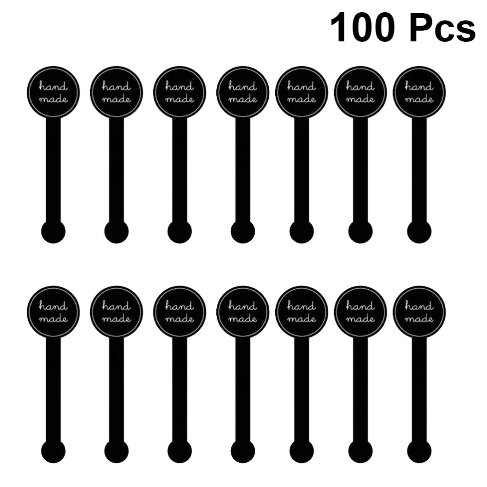 

100pcs Self Adhesive Seal Sticker HAND MADE Pattern Strip Stickers for Packaging